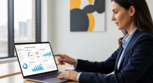 CFO reviewing real-time construction accounting software with controlled costs and no financial surprises.